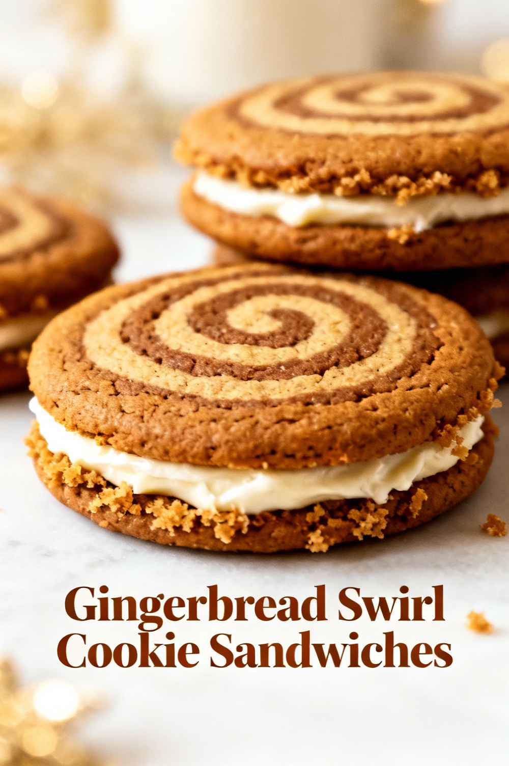 Gingerbread Swirl Cookie Sandwiches