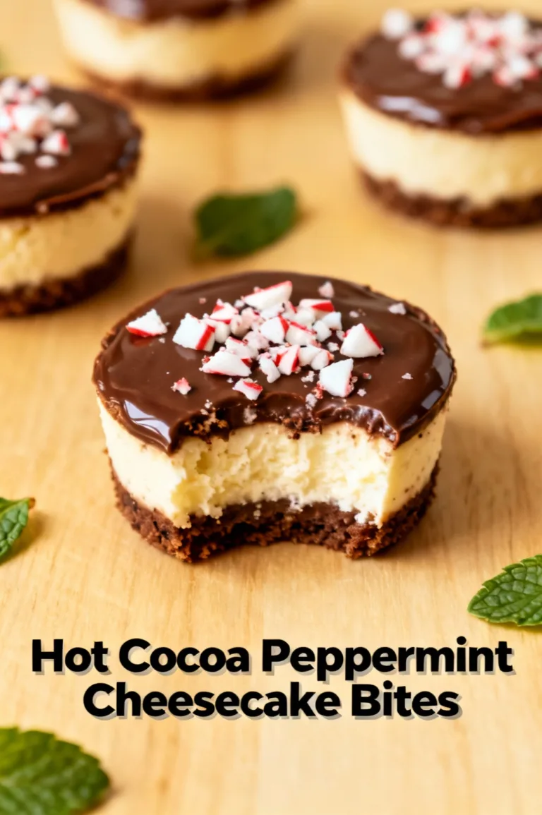 Hot Cocoa Peppermint Cheesecake Bites