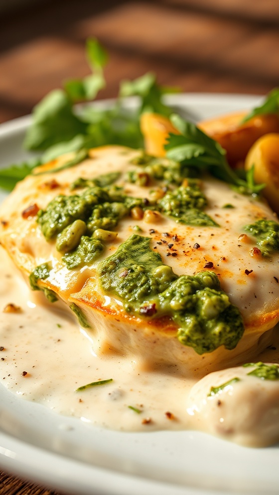 Creamy Garlic Pesto Chicken Recipe Easy Delicious Meal