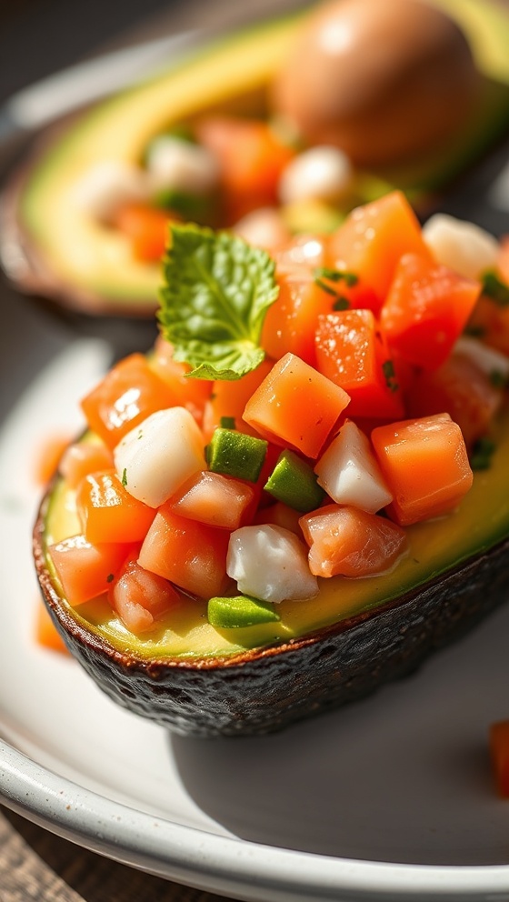 Keto Ceviche Stuffed Avocado Recipe Delicious Healthy