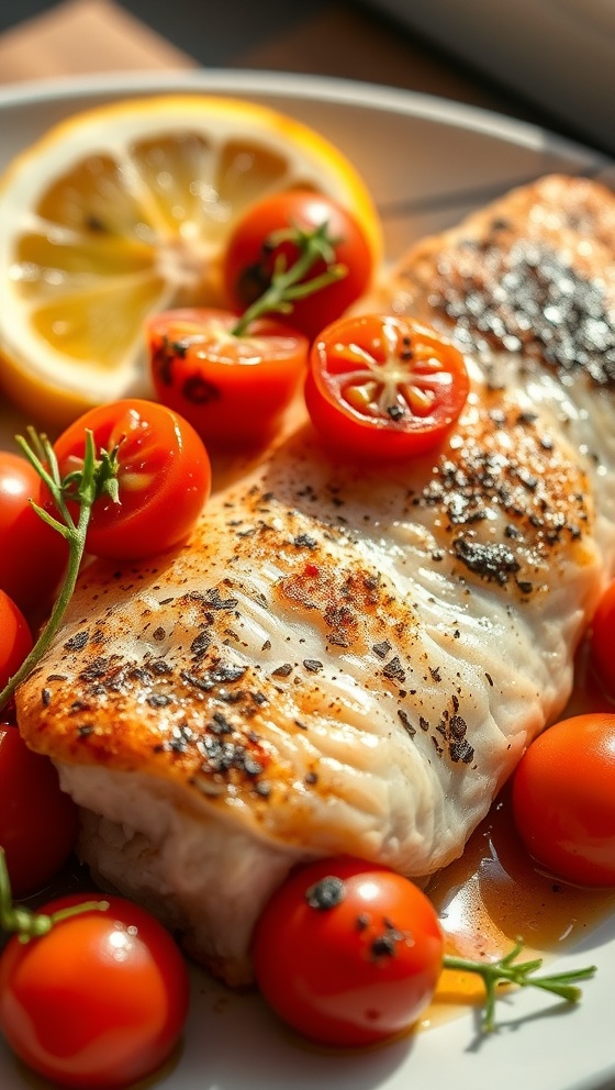 Baked Fish With Cherry Tomatoes And Olives Easy Recipe