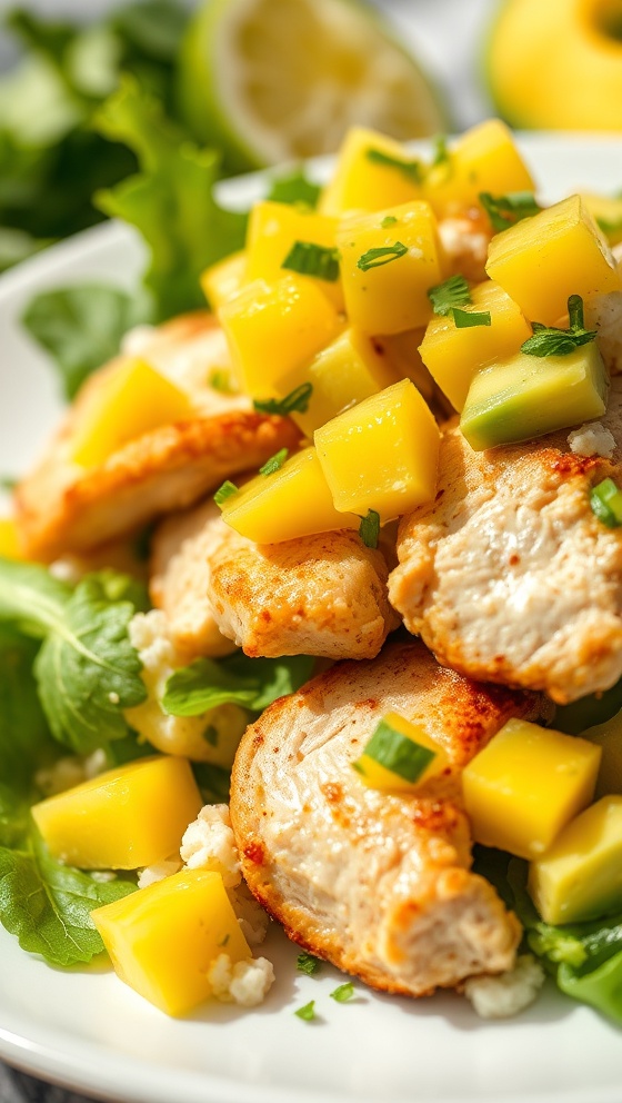 Cilantro Lime Chicken Salad With Mango Avocado Salsa Recipe