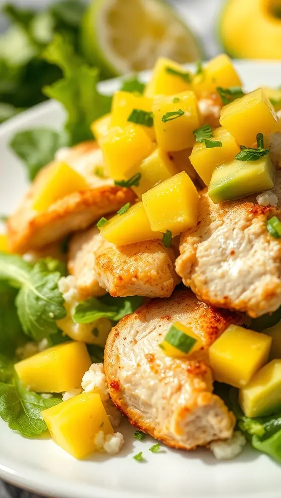 Cilantro Lime Chicken Salad With Mango Avocado Salsa Recipe