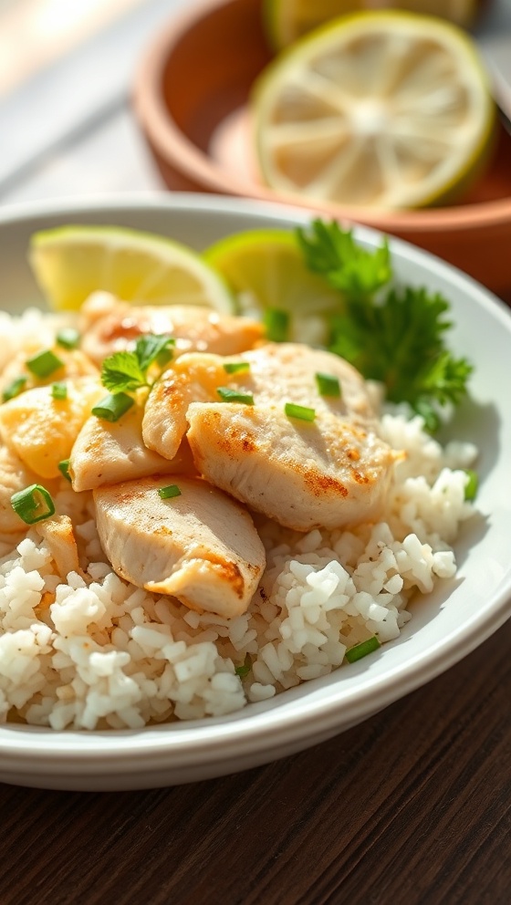 Coconut Lime Chicken And Rice Easy Tropical Dinner Recipe