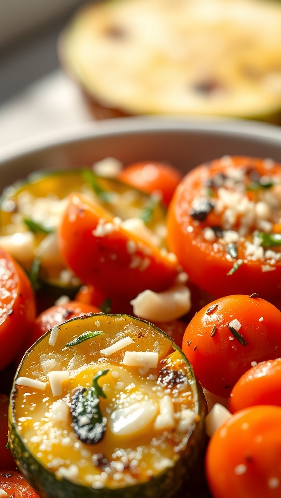 Roasted Garlic Parmesan Zucchini Squash Tomatoes Recipe